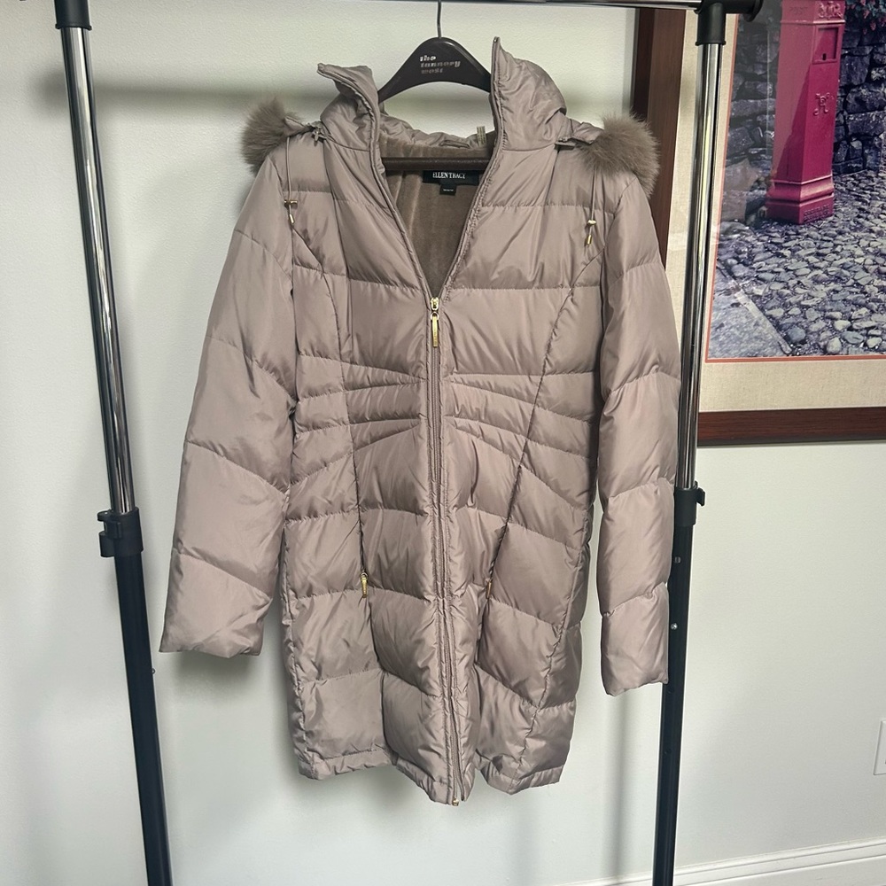 Ellen Tracy Real Fur Lined Hood Coat Parka